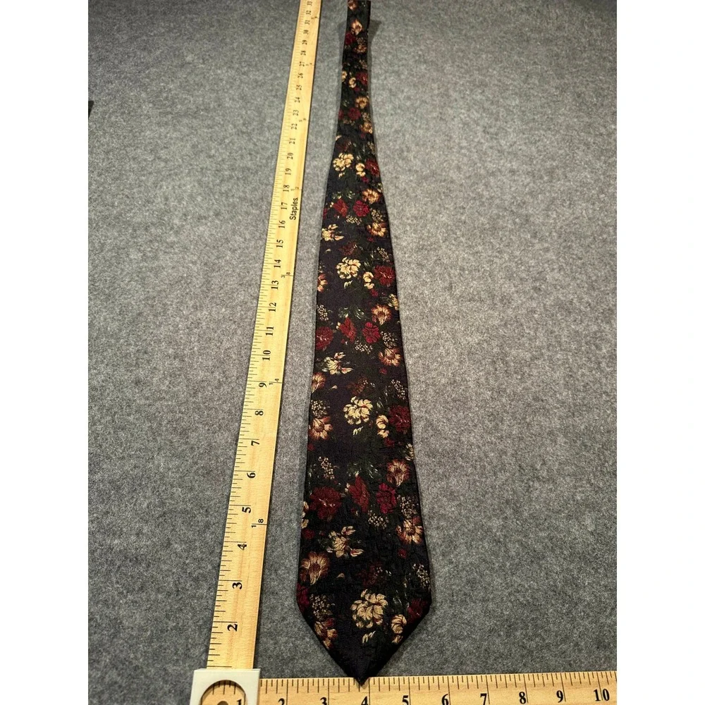 Ermenegildo Zegna Silk Tie Mens Floral Jacquard Burgundy Gold Made in Italy